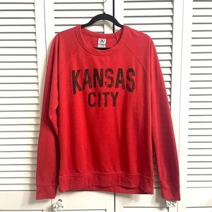 Kansas City Logo Chiefs Delta Fleece Red Sweatshirt Size L Crewneck